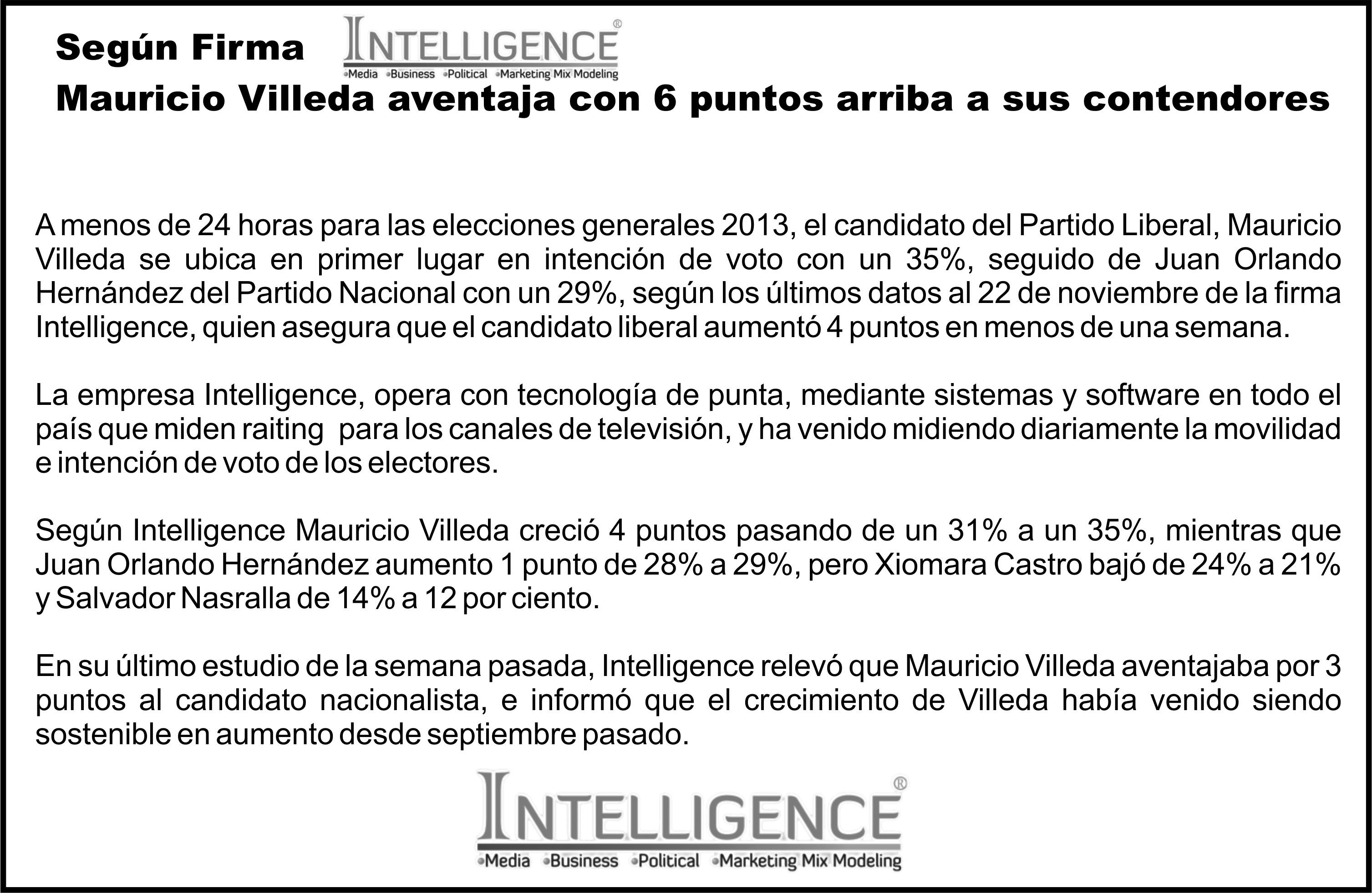 COMUNICADO INTELLIGENCE