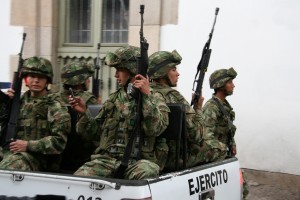 President Santos has lifted the bombing truce on FARC encampments. (<a href="http://commons.wikimedia.org/wiki/File:Military_Police_of_Colombia.jpg" target="_blank">Wikimedia</a>)