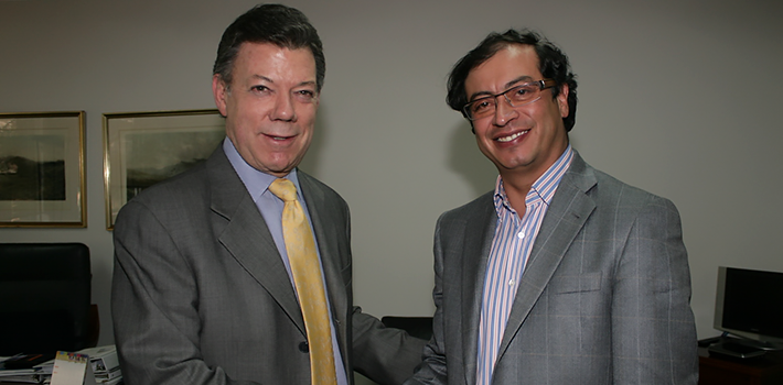 El presidente de Colombia Juan Manuel Santos y el alcalde de Bogotá Gustavo Petro. (Flickr)