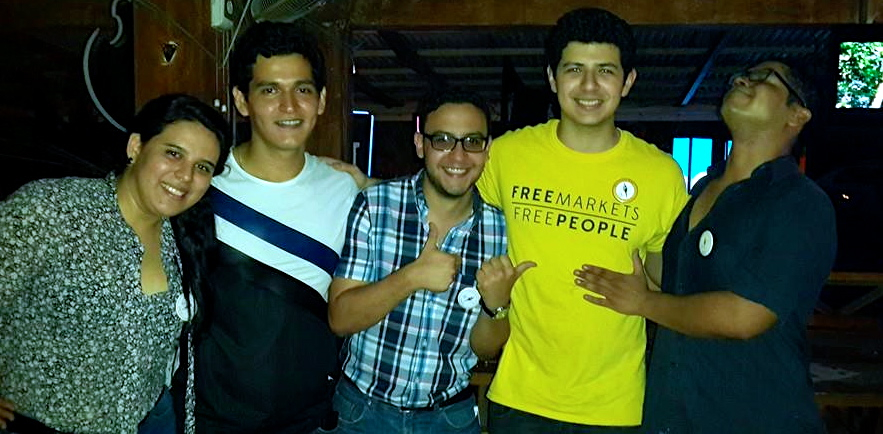EsLibertad Honduras members, including participants in the "We Want Classes" activism: Rocío Zaldívar (far left), Jorge Colindres (in yellow), and Christian Betancourt (far right). (EH Facebook)