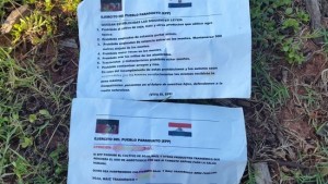 The Paraguayan guerrilla left a pamphlet next to the bodies with a series of demands for ranch owners and employees. 