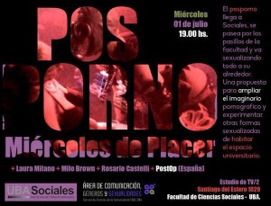 The flier promoting the activity showed the official logos of the Social Sciences School of the University of Buenos Aires and the Communication, Gender, and Sexualities department. (@Ncastrovillari)