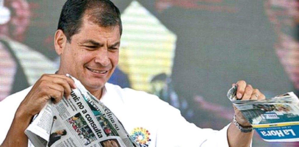 President Rafael Correa has publicly harassed and humiliated Ecuadorean journalists and cartoonists, undermining press freedom. (ElSalvador.com)